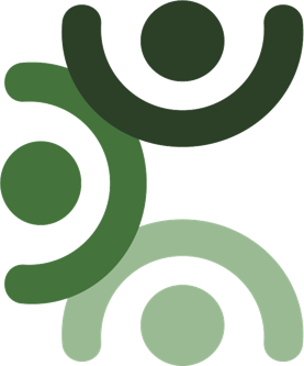Mana Health Services logo: three figures with arms raised, leaning into each other